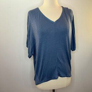 Joan Vass Women's Slate Blue Jersey Knit Assymetrical Top - Size Small - NWT